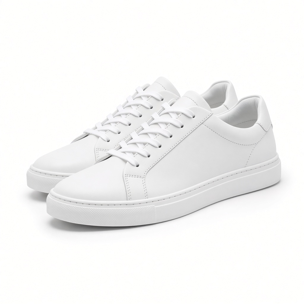 Pair of white men's low-top casual sneakers